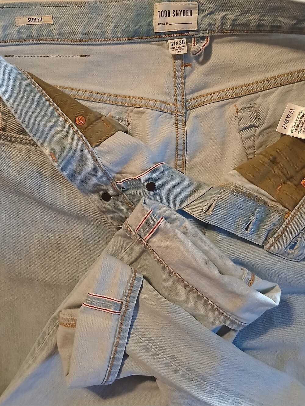 Todd Snyder Mens Selvedge Denim Jeans - Slim Fit Button Fly